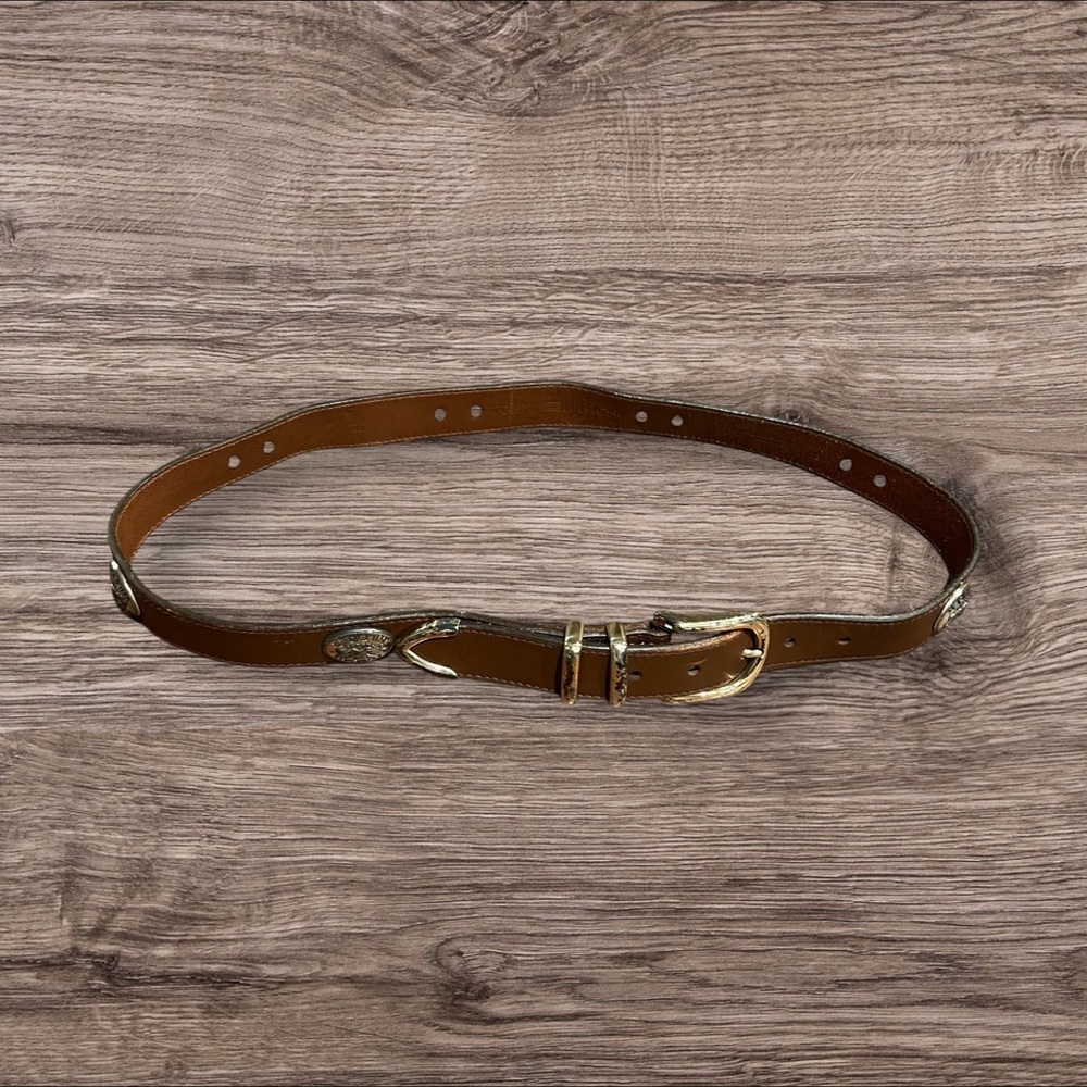 Tommy Hilfiger Vintage Brown Leather Belt Eagle Handcrafted Argentina